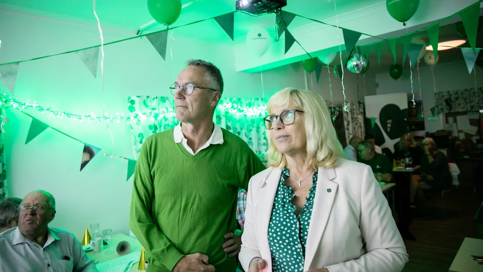 Centerpartiets valvaka blev ingen glad tillställning då Centern tappade över en fjärdedel av rösterna jämfört med 2018. På bilden Lars Thomsson och Eva Nypelius.