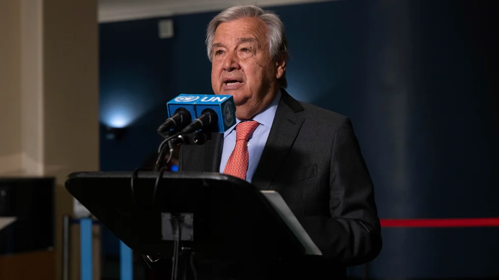 FN:s generalsekreterare António Guterres säger att det inte finns något naturligt med omfattningen av världens naturkatastrofer. Arkivbild.