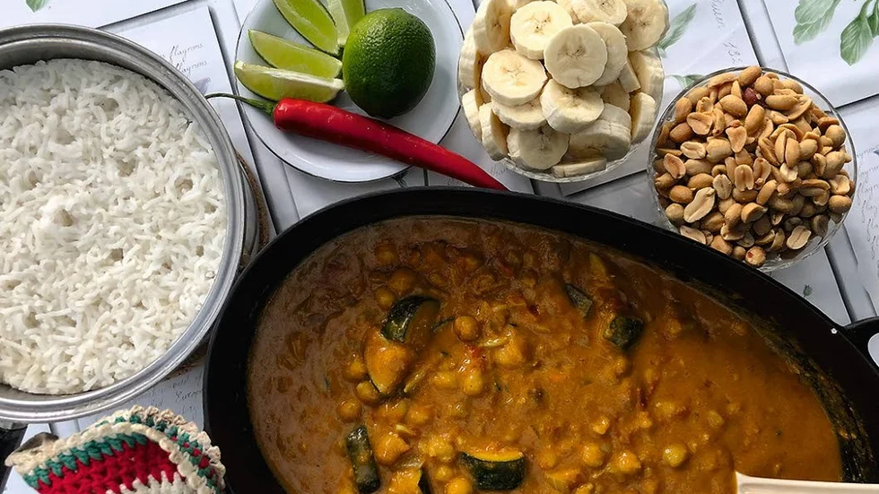 Chick-pea-nut curry.