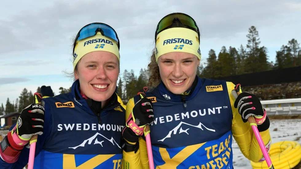 Syskonen Elvira Öberg och Hanna Öberg, Piteå Skidskytteklubb, tränar tillsammans i Idre inför SM.