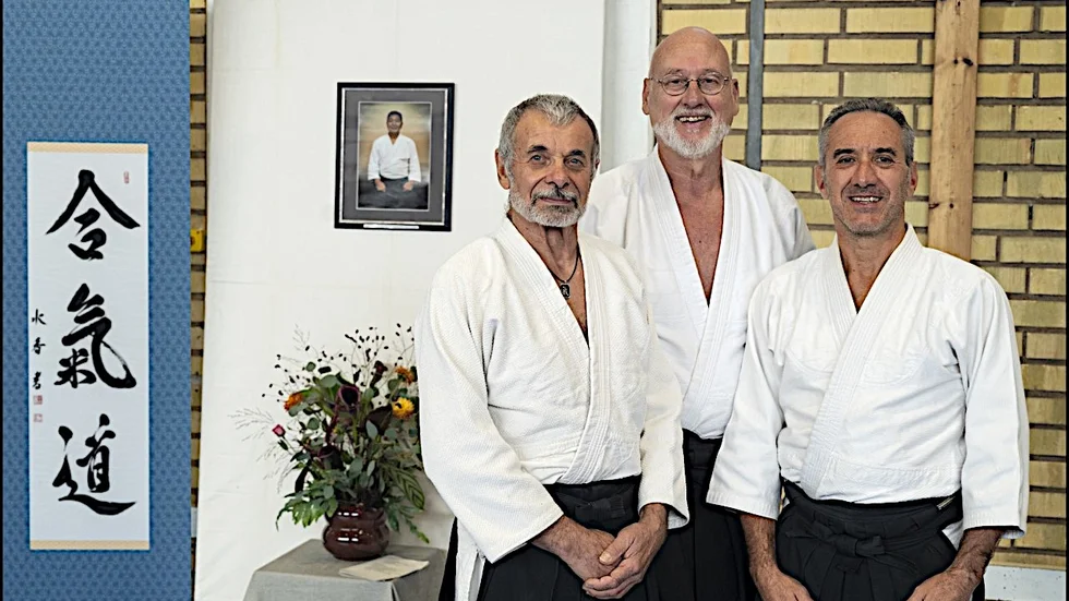 Jan Eriksson i mitten med italienska gästerna Bruno Maule Shihan och Mirco Angeletti Sensei.
