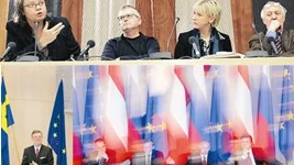 Vi har allt att vinna på att de stora EU - länderna är öppna och samarbetsinriktade, menar Widar Andersson. På bilden överst: Margot Wallström (3:a fr vänster) pratar om EU:s framtid. Bilden till vänster: Talmannen Björn von Sydow. Till höger: EU-representanter i möte med Rysslands president Vladimir Putin. Foto: Scanpix/arkiv