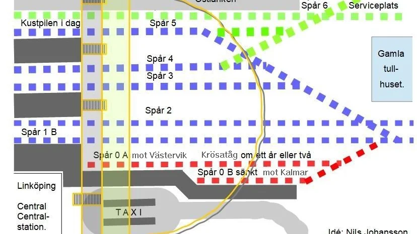 Förslag på ny dragning från Järnvägsfrämjandets lokal avdelning Östra Götaland.