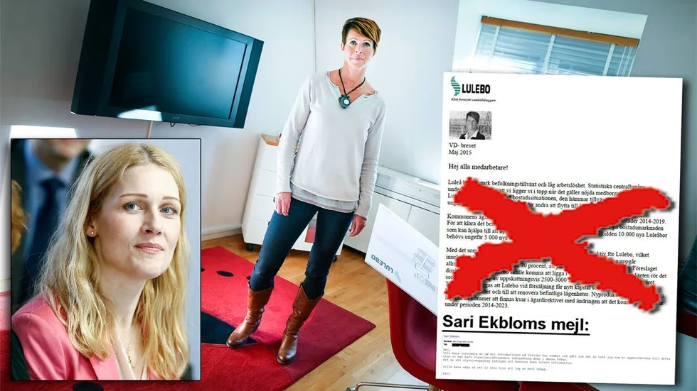 STOPPADES. Sari Ekbloms informationsbrev till personalen om Lulebos nya ägardirektiv stoppades av styrelseordföranden Emma Engelmark (S) timmen innan nyheten blev offentlig.