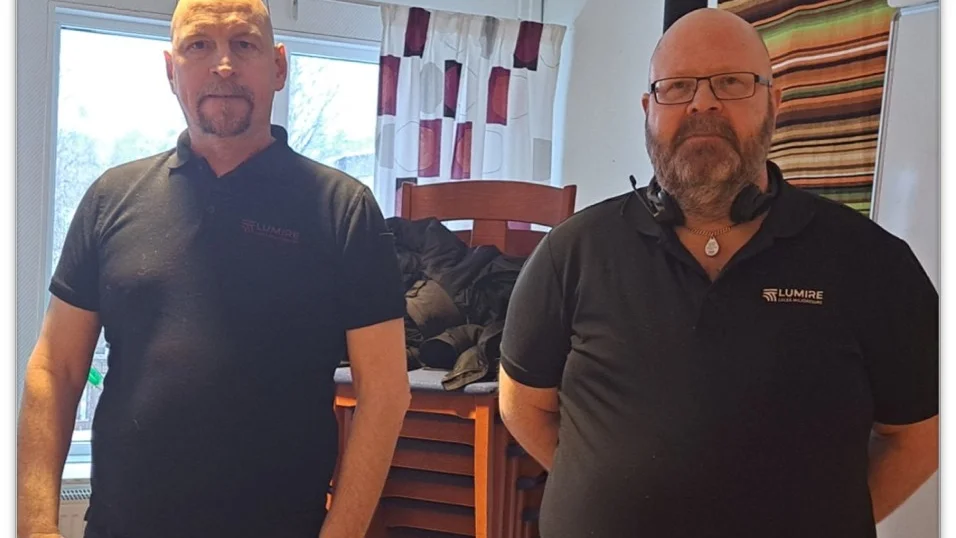 Mats Fredriksson och Roger Andersson från Lumire pratade avfallssortering med PRO Björkskatans medlemmar.