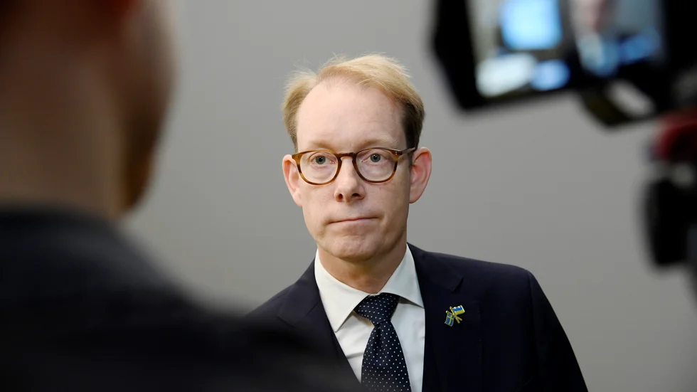 Utrikesminister Tobias Billström (M) (bilden) och Finlands dito Pekka Haavisto ska träffa USA:s utrikesminister Antony Blinken i Washington. Arkivbild.