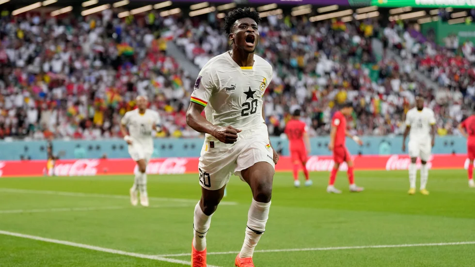 Mohammed Kudus jublar efter sitt segermål för Ghana.