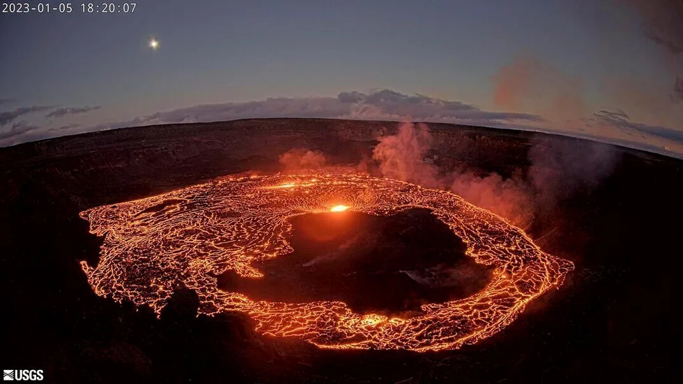 En webcam-bild på Kilauea den 5 januari från USA:s geologiska myndighet USGS.