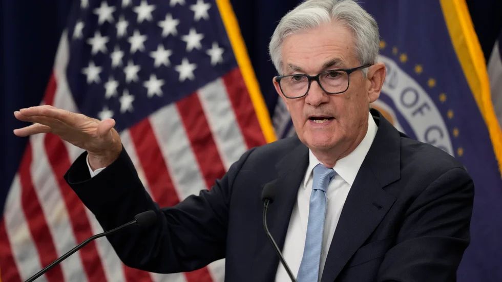 USA:s centralbank Federal Reserve (Fed), Jerome Powell, siktar på cirka 2 procent i PCE-inflation. I februari var den fem procent. Arkivbild