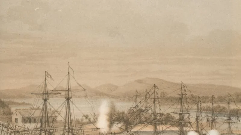 1800-talet var en livaktig period vad gäller skeppsbyggen – både i Piteå och Luleå. Färglitografi efter förlaga av C.S. Hallbeck.
