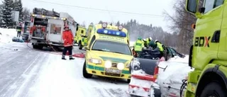 Snörök ledde till fem skadade i olycka