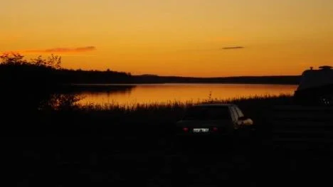 Solnedgång i augusti över Borgarudden.