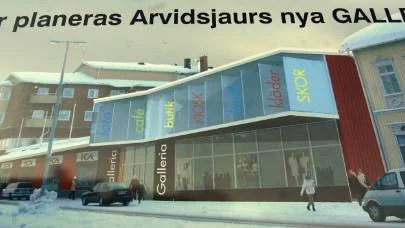 Ungefär så här är det tänkt att den nya shoppingsgallerian  i centrala Arvidsjaur, vägg i vägg med stor-Ica, ska se ut om den blir verklighet. Det handlar om en galleria med ett tiotal butiker vilket representanter för den befintliga handeln i Arvidsjaur är tveksam till om det finns underlag för.