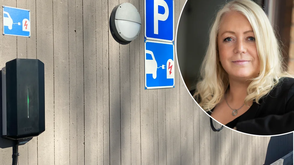 Carina Wilhelmsson är kommunikationsansvarig på Nyköpingshem och berättar att bostadsbolaget nu ska ta reda på hur stort intresset för laddplatser är hos hyresgästerna.