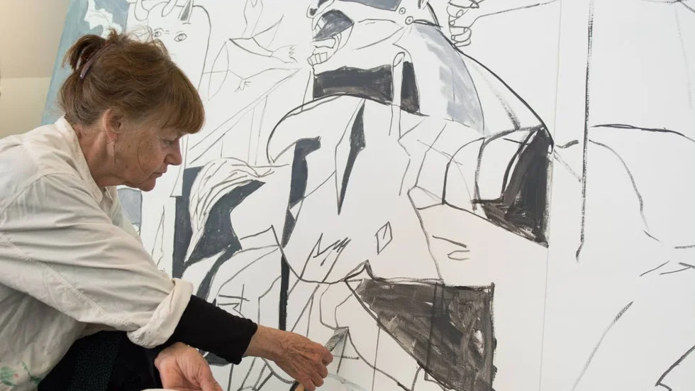Aktion. Gunilla Samberg vid ”Guernica”. ?