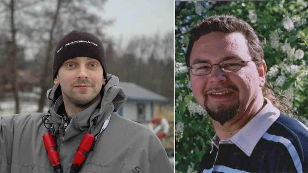 Michael Prising (tv) räddade sin före detta högstadielärare, Stefan Simander (th), ur en isvak.