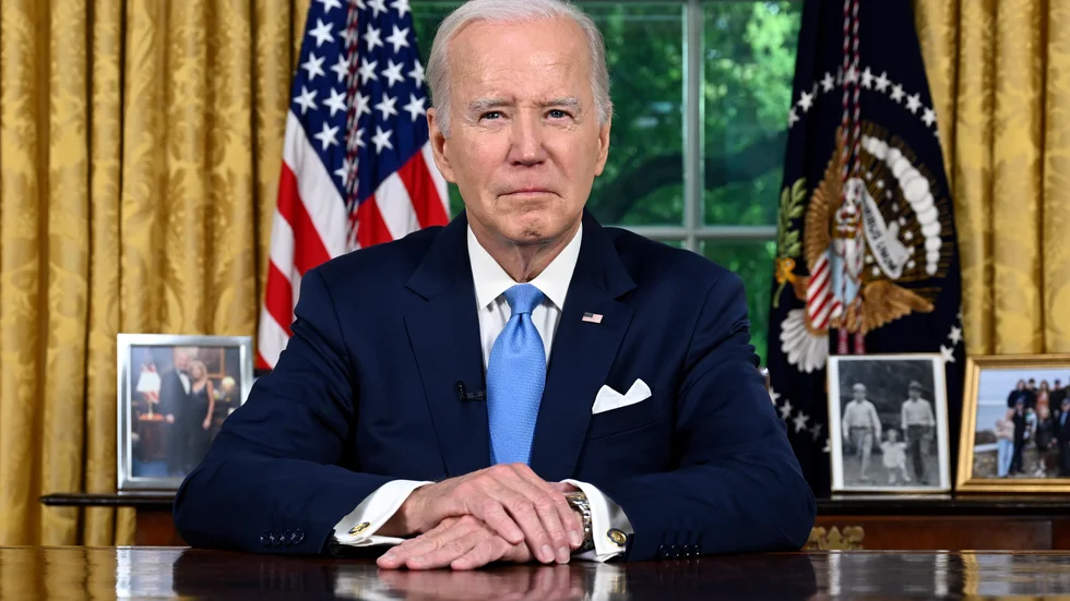 USA:s president Joe Biden höll tal till nationen från Ovala kontoret i Vita huset i Washington.