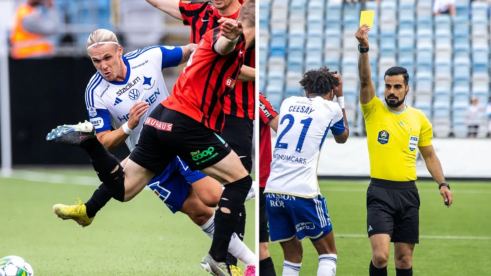 Domaren Mohammed Al-Hakim öppnar för att kolla på Sigurdssons varning i efterhand. 