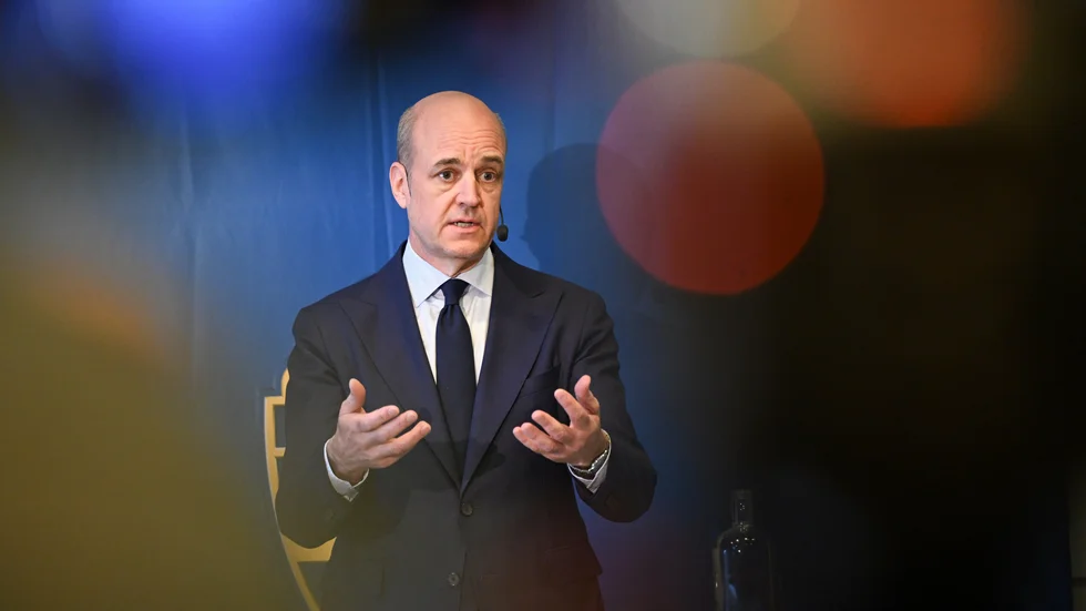 Fredrik Reinfeldt på tisdagens pressträff.