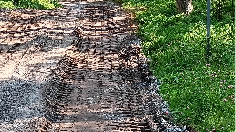 Ormberget, sönderkörda spår.