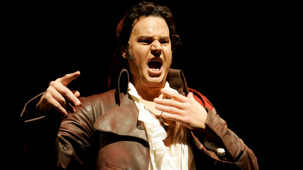 Peter Mattei som Figaro "Barberaren i Sevilla" som han tidigare gjort på Metropolitan i New York. Arkivbild.