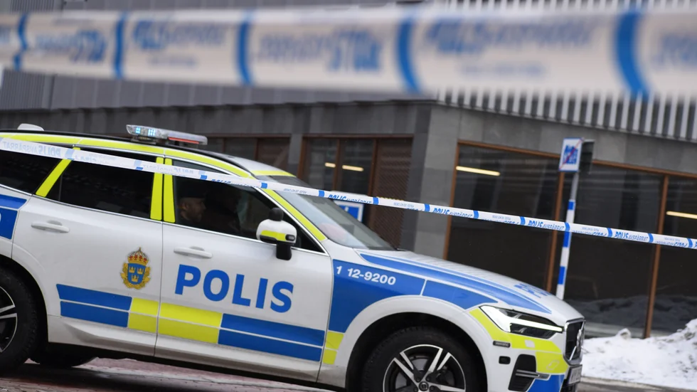 Hörnellgatan spärrades av i höjd med Storgatan. 