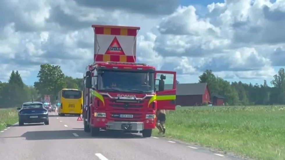 Buss fattade eld utanför Skärplinge.