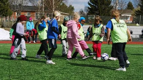 Som kalvar på grönbete. 101 unga fotbollsspelare var med i fotbollsskolan i Råneå.