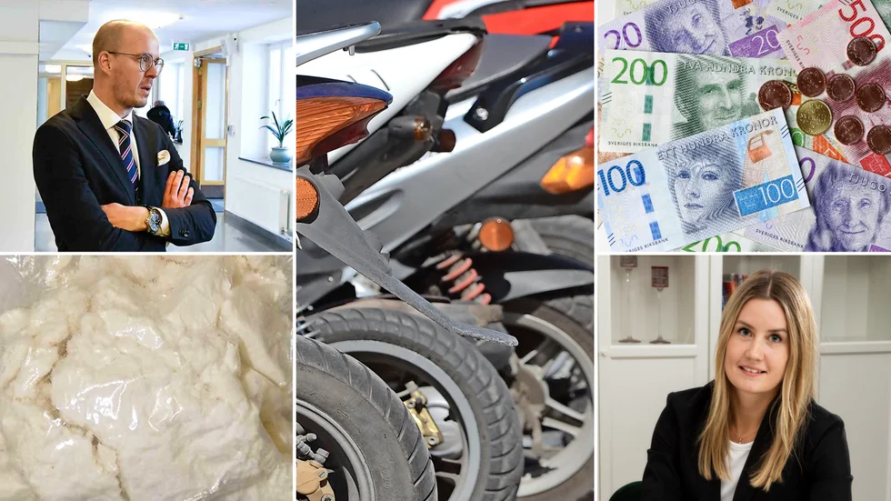 Narkotika, kontanter, mopeder – ja, den mycket stora brottshärvan som Skelleftepolisen arbetar med omfattar beslag till ett värde av sammanlagt flera miljoner kronor. Advokaterna Jens Nyström och Jenny Lundström är försvarare för mannen och kvinnan som sitter häktade.