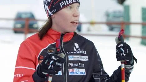 Lina Andersson var långt ifrån någon OS-form förra helgen i Estland. Anledningen är att hon var sjuk vid jultid. "Det är en bit kvar, men nu gäller det att komma igång", säger hon. Foto: GÖRAN STRÖM