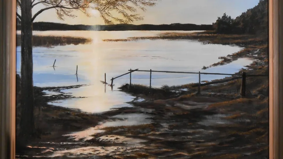 Målning. "Ljus i is" av Tord Hjukström.