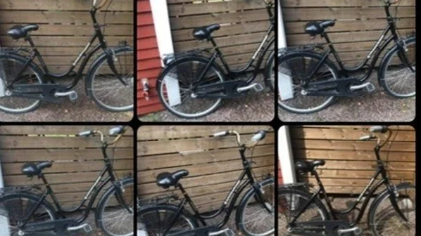 Bilder på den stulna cykeln som skickades från en av de misstänktas mobiltelefon.