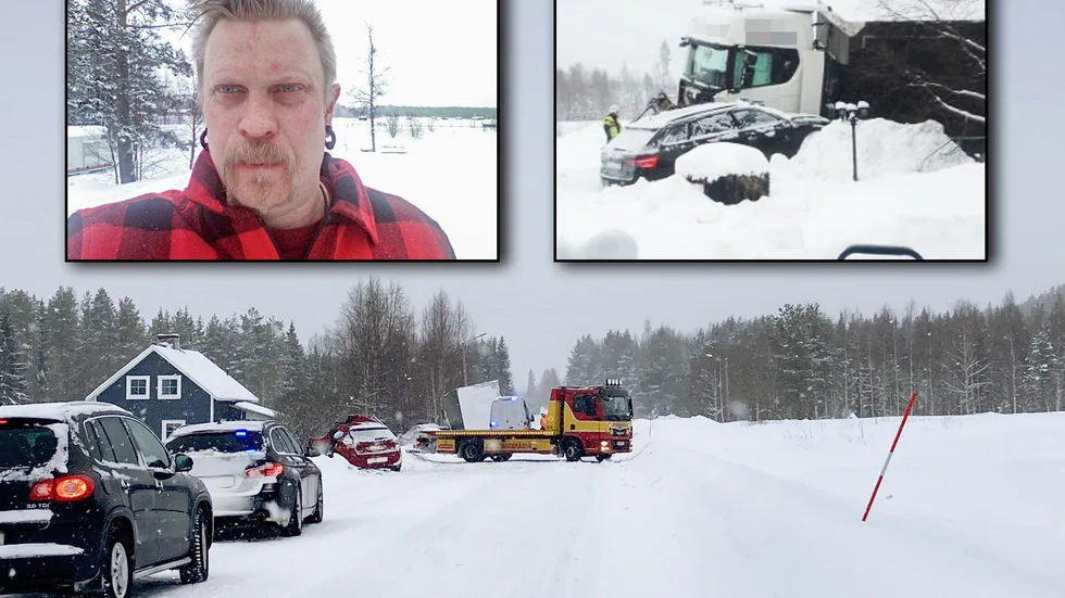 Dödsolyckan i Svartlå inträffade vid elvatiden i torsdags. Lastbilen som först frontalkrockade med en bil och sedan stötte ihop med efterföljande bil hamnade i diket vid svartlåbons Andreas Purras hus. " Det var fullt med blåljus senare utanför huset."
