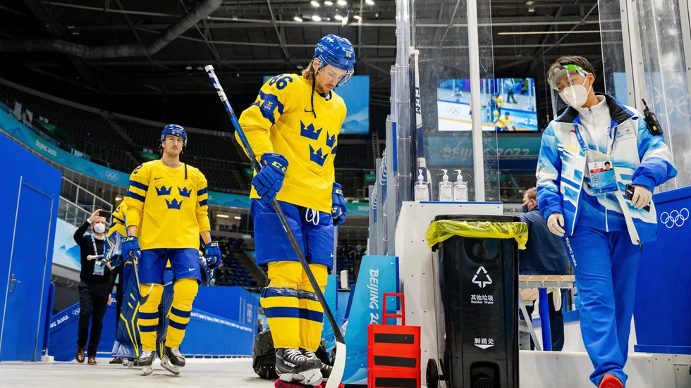 Jonathan Pudas inför mötet med Kanada – en match som Tre Kronor vann med 2–0 efter två mål i tredje perioden.