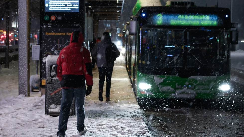 Enligt SMHI kan det komma över två decimeter snö i Uppsala län under måndagen – något som kan orsaka störningar i rusningstrafiken.