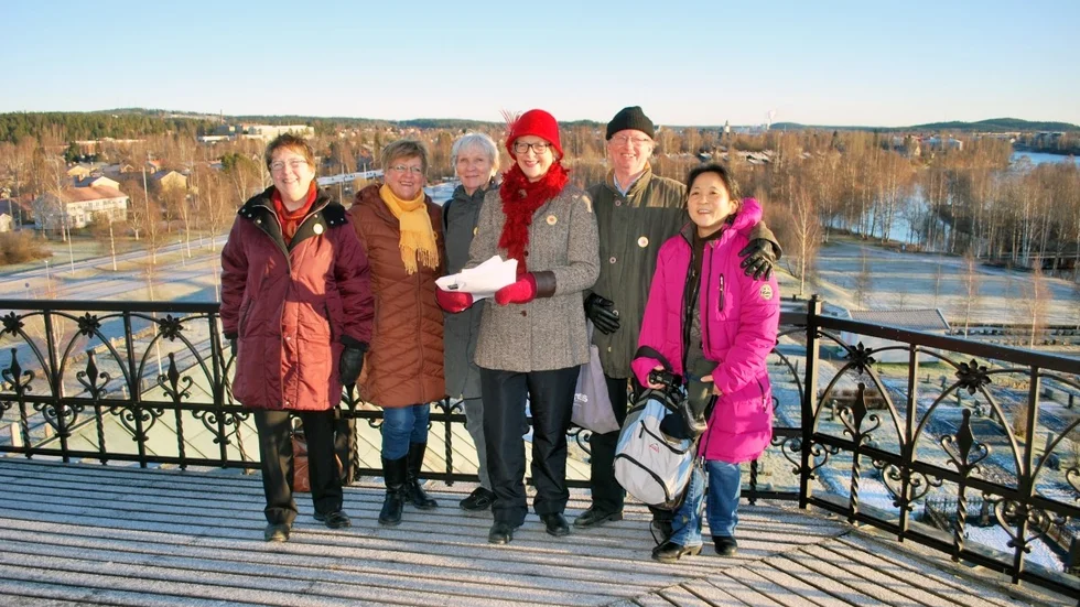 Barbro Viklund, Marianne Björk, Inger Westman, Gunilla Bäckström, Rolf Granstrand och Seiko Matsuda i nätverket Kärnkraftsfritt Bottenviken. Foto: Lina Andersson