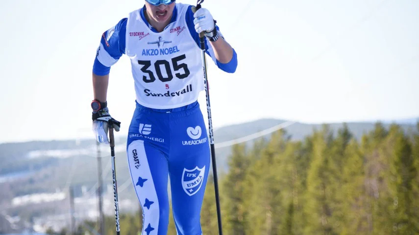 Guldmedaljör. Arvidsjaurstjejen Mimmi Björn, tävlande för IFK Umeå, vann sprintloppet i D19–20-klassen vid JSM-tävlingarna. Foto: SOFIA HENRIKSSON