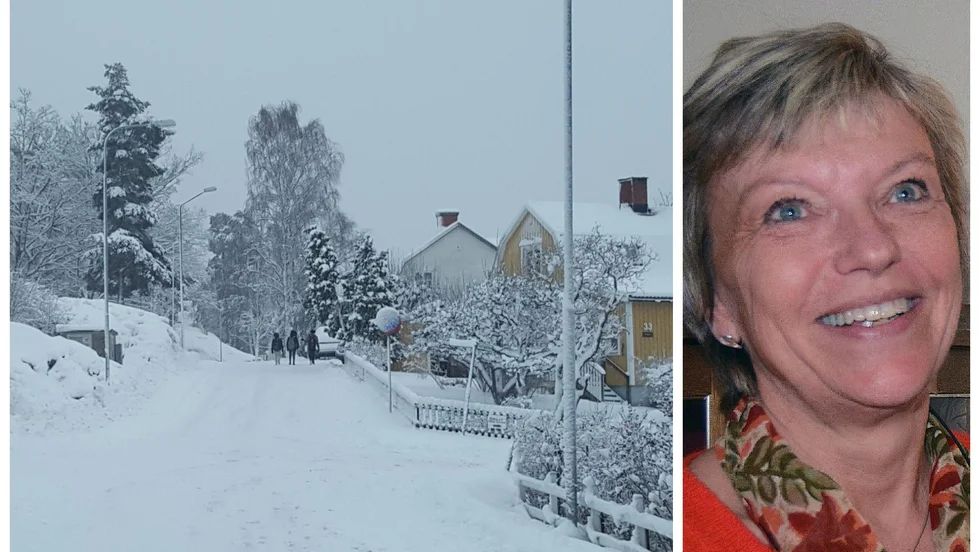Gunilla Hveen tycker att personalen är hjältar, som tog sig fram i snön. Bilden är från Gamleby.
