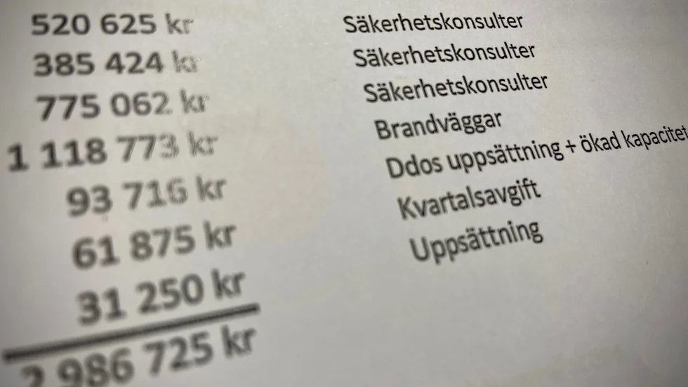 De köpta tjänsterna uppgår till nära 2,3 miljoner (bilden visar totalsumman inklusive moms). Då tillkommer regionens eget arbete på drygt 475 000 kronor.