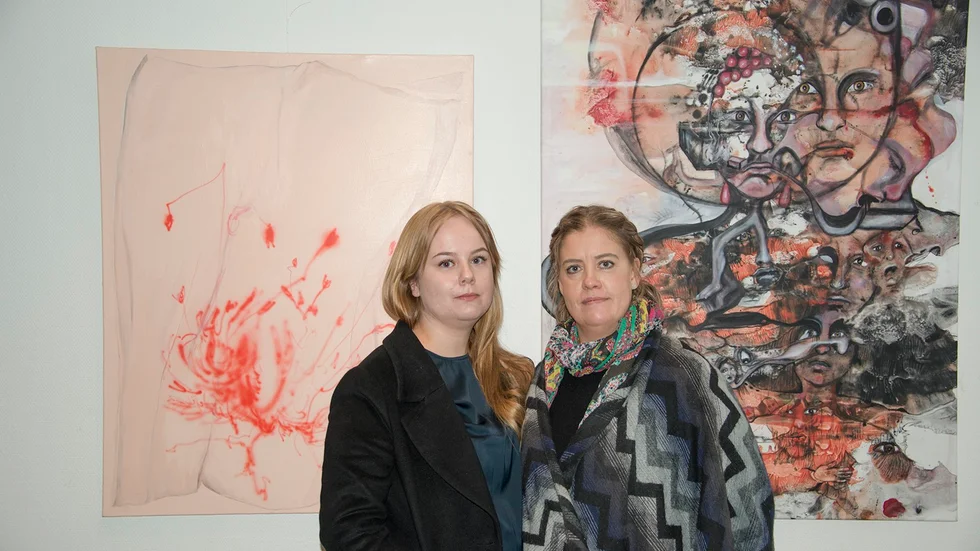 Vandringsutställning. Frida Rubin och Mia Mollin, som åker runt med utställningen.