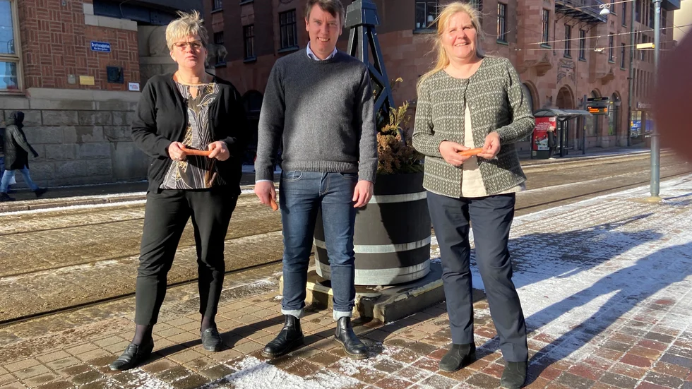 Karin Jonsson (C), Olle Vikmång (S) och Merja William, miljö- och klimatstrateg med fokus på bland annat strategiska kostfrågor i Norrköpings kommun.