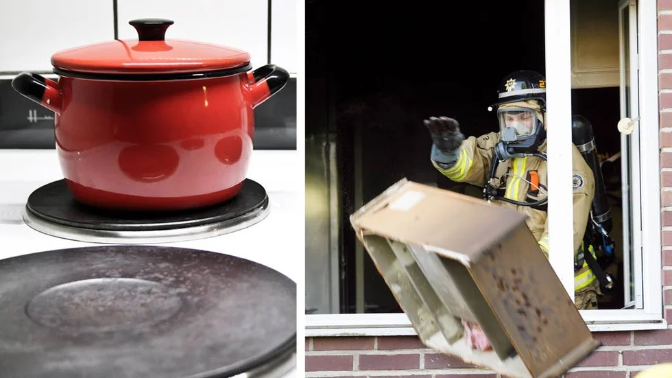 Den  vanligaste orsaken till bostadsbrand är att någon har glömt mat på spisen, eller kommit åt reglagen av misstag.