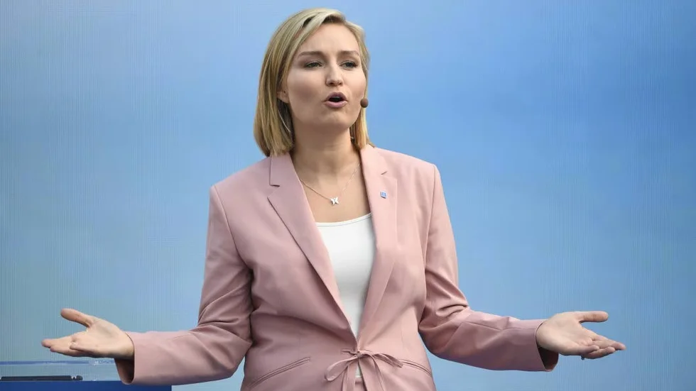 KD-ledaren Ebba Busch Thor talar i Almedalen.