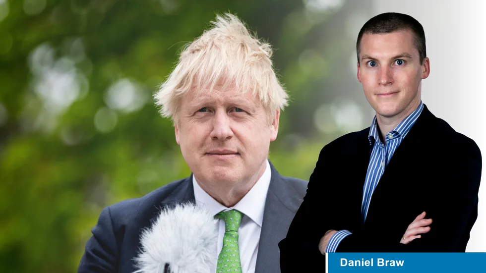 Storbritanniens oefterhärmlige premiärminister Boris Johnson under sitt nyliga besök på Harpsund.