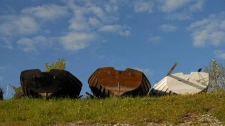 Gotland. Tre båtar i Hallshuk. Foto: Harriet Cederqvist