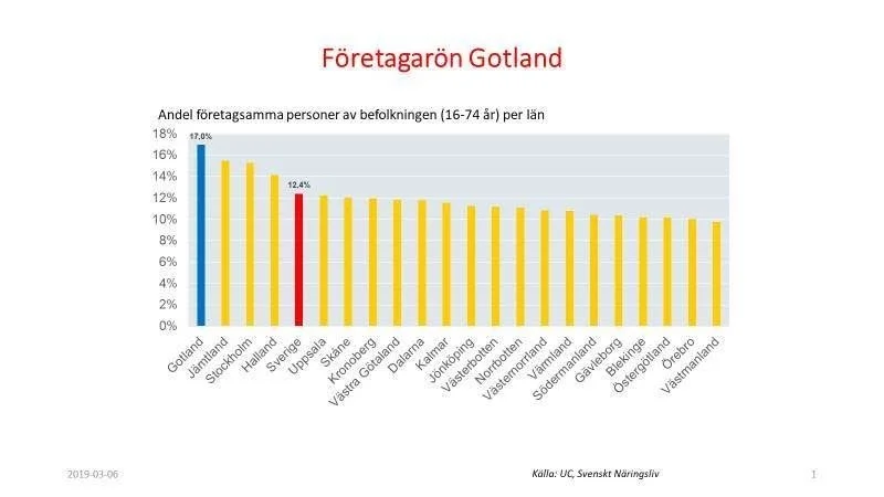Gotland är inte bara Sveriges mest företagsamma län 2019 utan vi har också landets näst största andel kvinnor som driver företag, enligt Svenskt Näringslivs statistik.