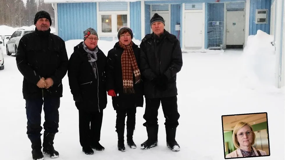 Kritik mot kommunen. Vitåborna protesterar mot förändringar i hemtjänsten. "Vi har precis kämpat för skolan och fått ha den kvar. Nu kommer andra försämringar. Det verkar som att de vill strypa Vitådalen", säger Birgitta Olsson, trea från vänster. Övriga på bild från vänster är Staffan Bergman, Gun Skoog och Gunnar Andersson. Infälld: Lena Kruse, verksamhetschef vid socialförvaltningen.