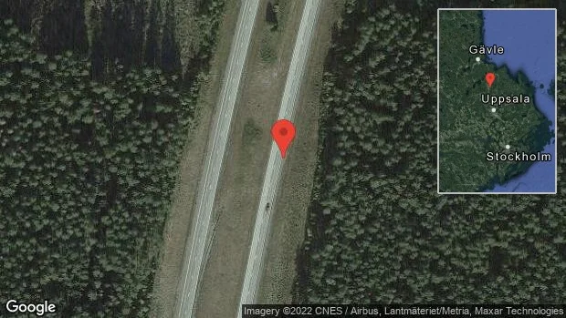 Stopp på E4 på grund av singelolycka med en personbil