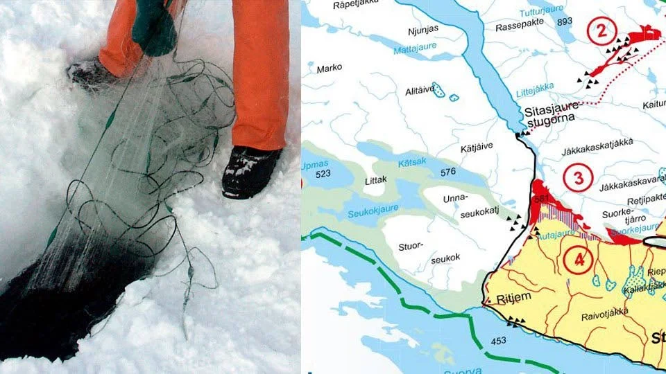 Tjuvfiske i fjällvatten. Endast samebyarna har rätt att fiska med nät i fjällsjöarna men nu kommer larmrapporter om omfattande tjuvfiske i Ritsemfjällen.