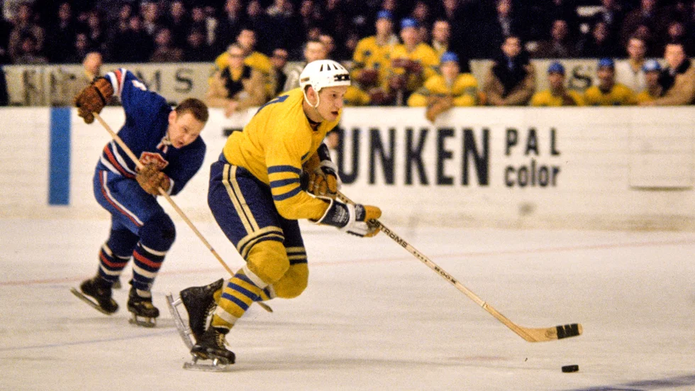 Lennart "Lill-Strimma" Svedberg under VM i Stockholm 1969. Arkivbild.